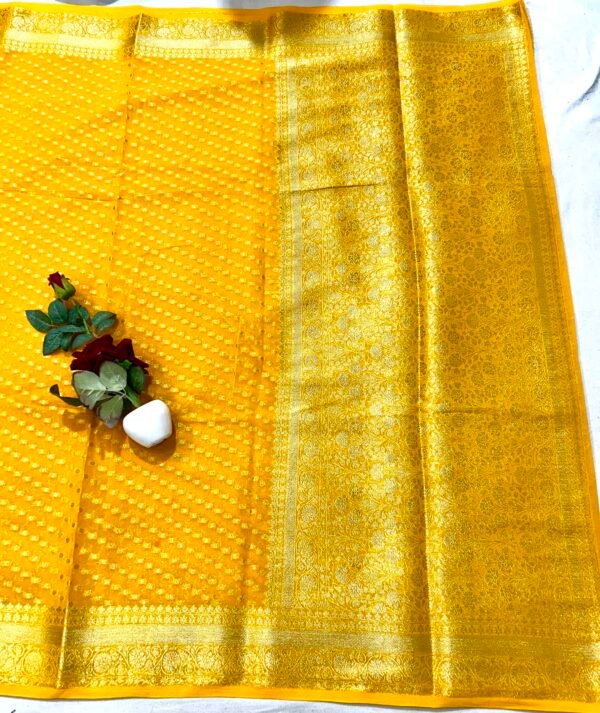 Gold colour shifon georgette saree