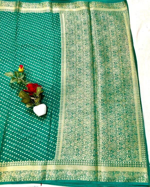 Rama green colour shifon georgette saree