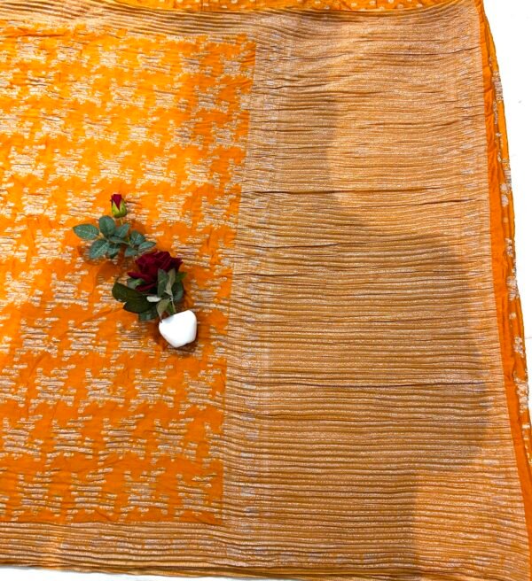 Gold colour chiniya georgette crush saree