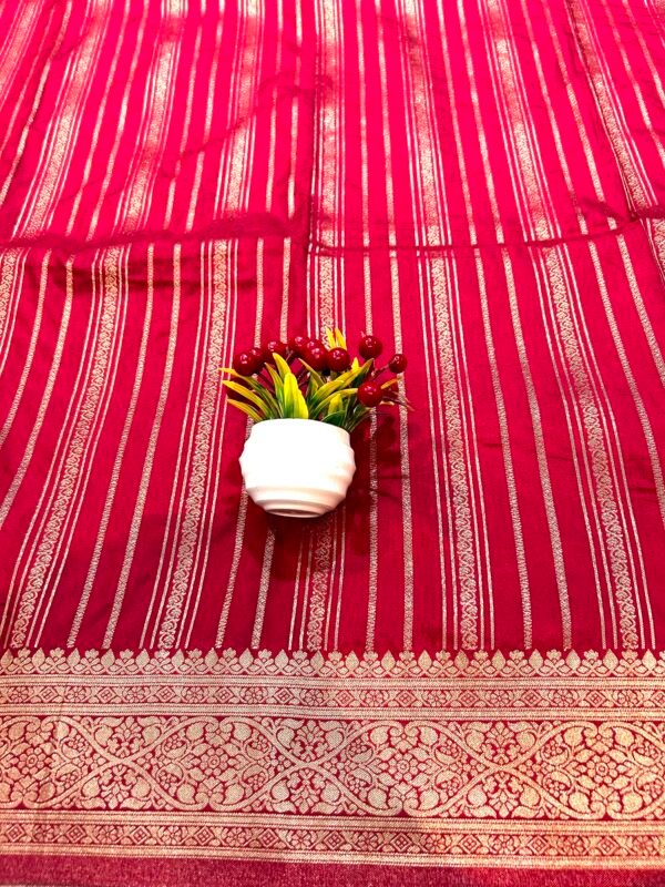 Maroon colour H.O silk stripes line saree - Image 2