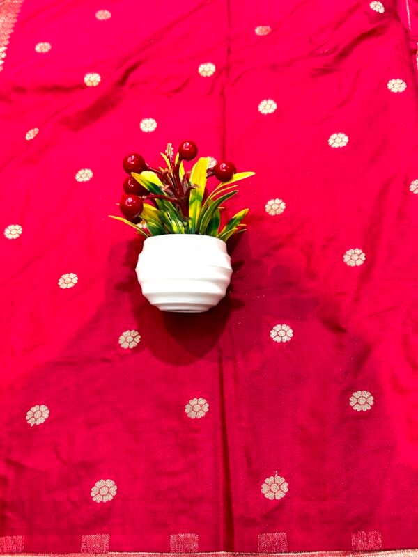 Maroon colour H.O silk stripes line saree - Image 3