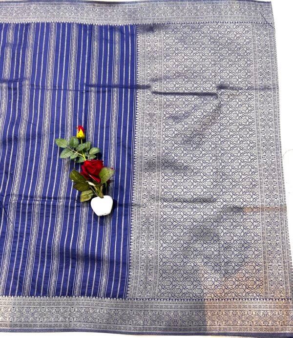 Navy blue H.O silk stripes line saree