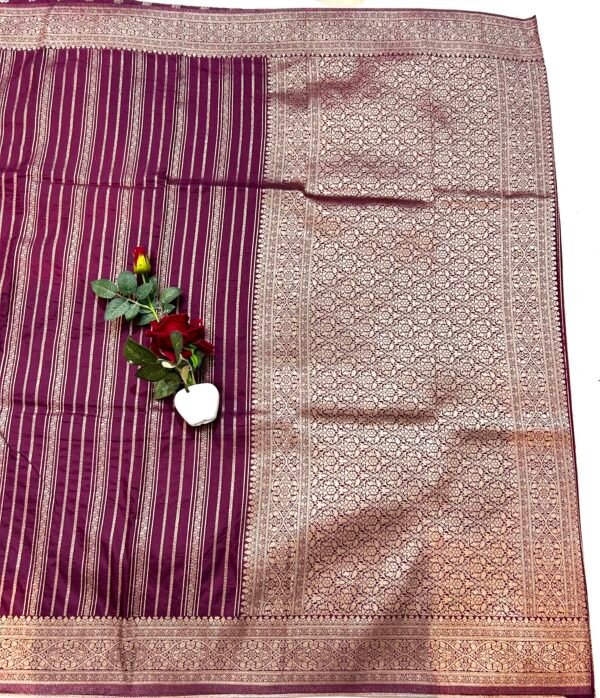 Wine colour H.O silk stripes line saree