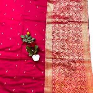 Cherry colour H.O silk chinna buti saree