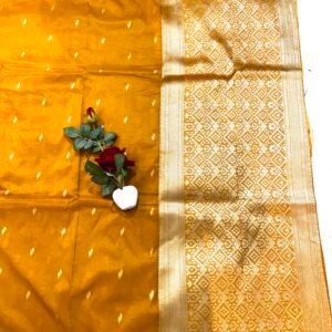 Mustard colour H.O silk chinna buti saree