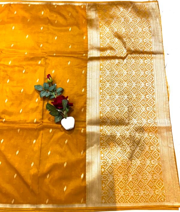 Mustard colour H.O silk chinna buti saree