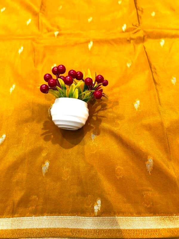 Mustard colour H.O silk chinna buti saree - Image 2