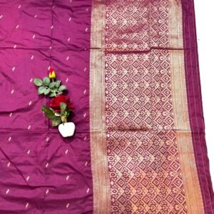 Wine colour H.O silk chinna buti saree