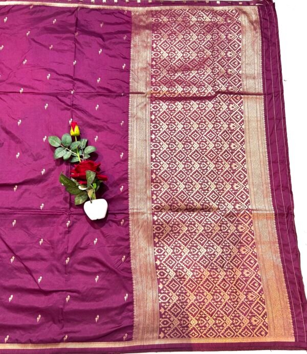 Wine colour H.O silk chinna buti saree