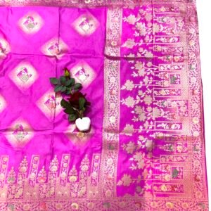 Rani colour Russian silk shaded buta saree