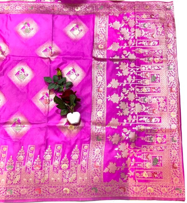 Rani colour Russian silk shaded buta saree