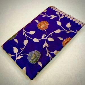 Royal Blue Katan Silk Saree with Floral Weaving