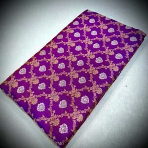 Royal Purple Katan Silk Saree with Gold Lattice Floral Motifs