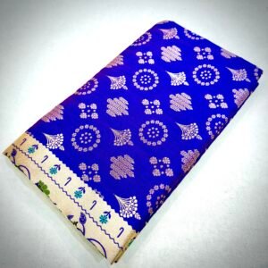 Royal Blue Mashru Silk Saree Fabric with Traditional Butta Weaving