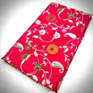 Crimson Red Katan Silk Saree with Multicolor Floral Vine Weave