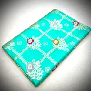Turquoise Green Katan Silk Saree with Floral Lattice Weaving