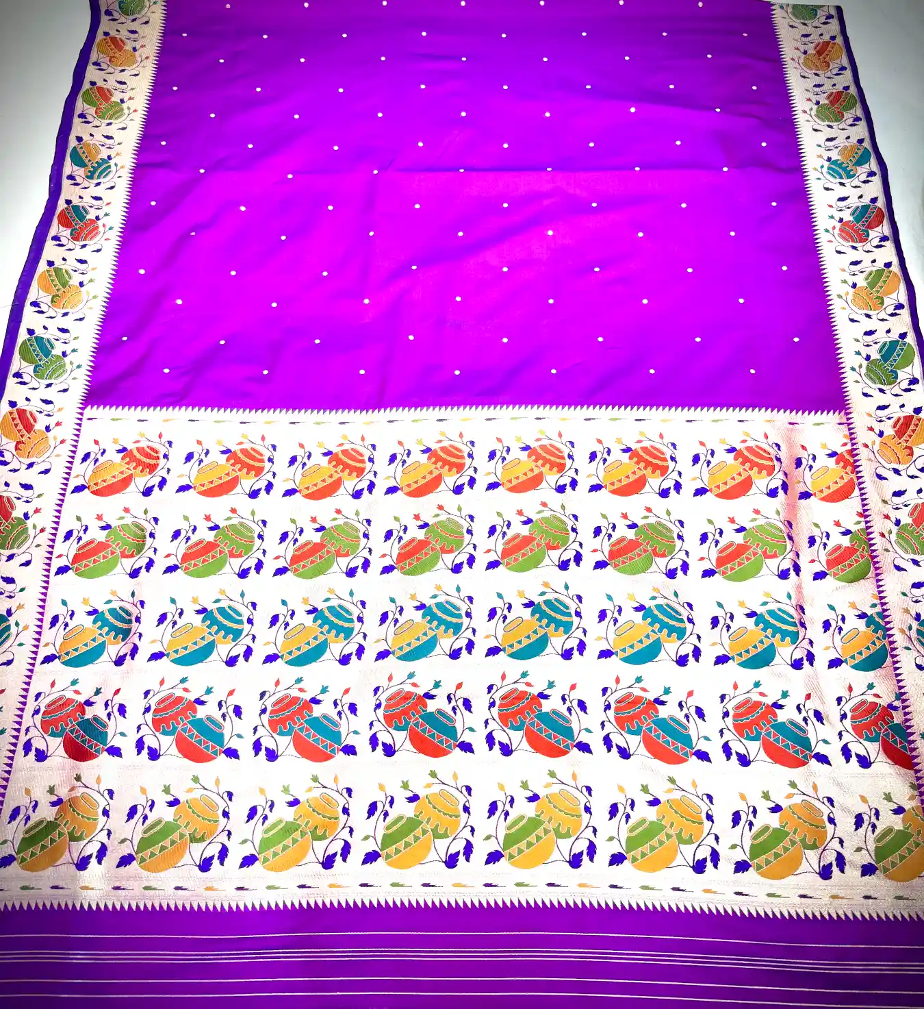Purple Katan Silk Saree with Minimal Polka Butti Design - Image 5