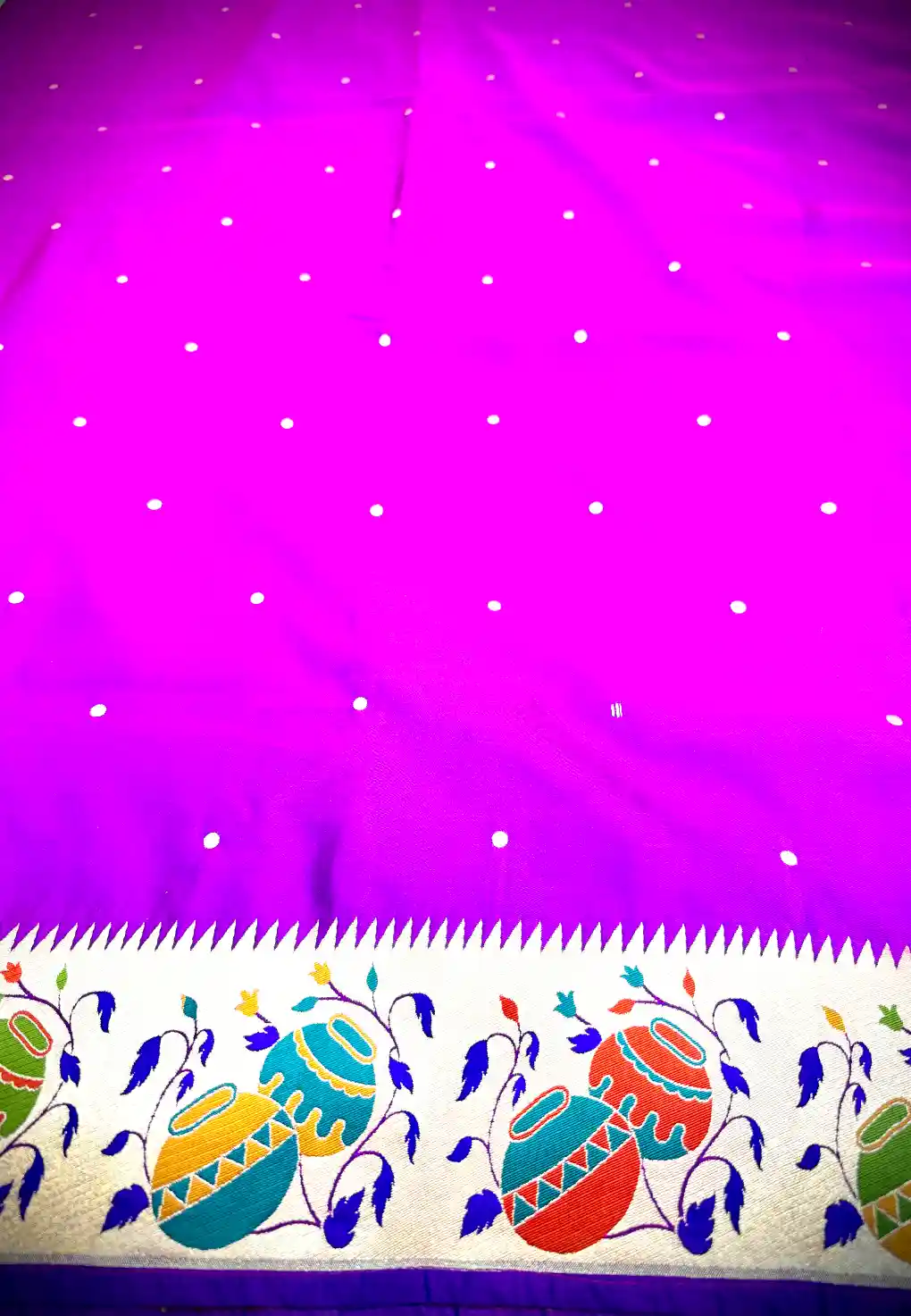 Purple Katan Silk Saree with Minimal Polka Butti Design - Image 2